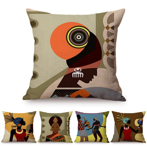Colorful Fashion African Girl Pop Art Cushion