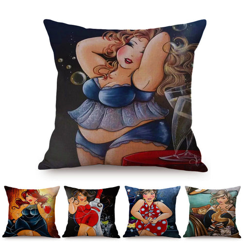 Sexy Fat Girl Pop Art Cushion