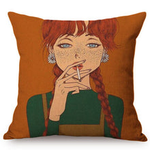 Load image into Gallery viewer, Beautiful Girl Lonely Story Cotton Linen Pop Art Cushion