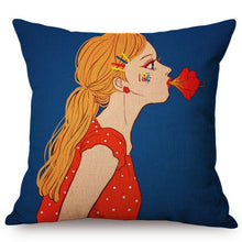 Load image into Gallery viewer, Beautiful Girl Lonely Story Cotton Linen Pop Art Cushion