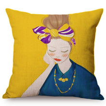 Load image into Gallery viewer, Beautiful Girl Lonely Story Cotton Linen Pop Art Cushion