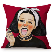 Load image into Gallery viewer, Beautiful Girl Lonely Story Cotton Linen Pop Art Cushion