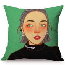 Load image into Gallery viewer, Beautiful Girl Lonely Story Cotton Linen Pop Art Cushion