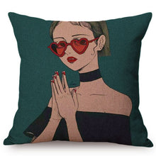 Load image into Gallery viewer, Beautiful Girl Lonely Story Cotton Linen Pop Art Cushion