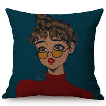 Load image into Gallery viewer, Beautiful Girl Lonely Story Cotton Linen Pop Art Cushion